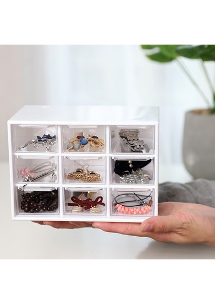 9 Izgara Takı Saklama Kutusu Çekmece Kozmetik Organizatör Küpe Kolye Kırtasiye Depolama Çok Fonksiyonlu Plastik Kutu Ofisi | Saklama Kutuları ve bidon (Yurt Dışından) fırsatları