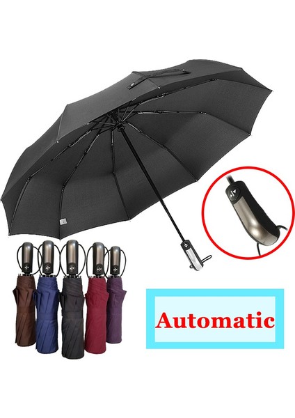 Tam Otomatik Büyük Güçlü Moda Rüzgar Geçirmez Cinsiyet-Nötr Nazik Katlanır Kompakt Tam Otomatik Yüksek Kaliteli Şemsiye (Siyah)(Yurt Dışından)