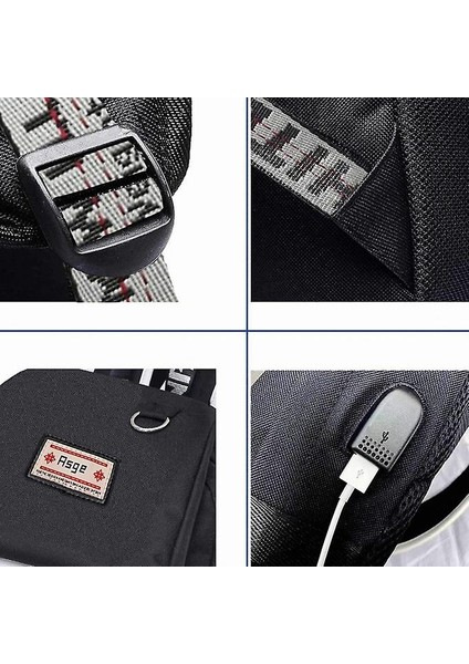 Ergonomik Unisex Naylon Su Geçirmez Okul Çantaları (Siyah)(Yurt Dışından)