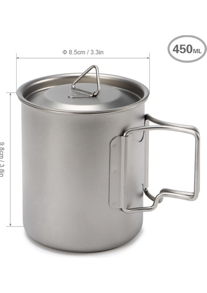 Ultralight Titanyum Kupası Açık Taşınabilir Kupa Kamp Malzemeleri Piknik Su Fincan Katlanabilir Kolu ile 300 ml / 400ML / 450ML / 750ML | Açık Hava Tablosu