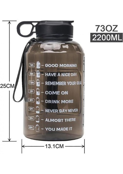 Yarım Galon 2.2l Spor Su Şişesi (Siyah)(Yurt Dışından)