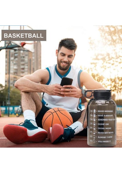 Yarım Galon 2.2l Spor Su Şişesi (Siyah)(Yurt Dışından)
