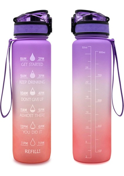 1l Motive Edici Su Şişesi Mat Degrade ile Zaman Işaretleyici Sızdırmaz Kantin Yürüyüş Bisiklet Bisiklet Bisiklet Kamp Için Koşu Yoga | Spor Şişeleri fiyatları