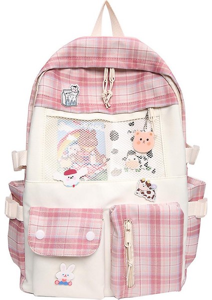 Harajuku Ulzzang Lisesi Koleji Öğrenci Sırt Çantası Kampüsü (Pembe)