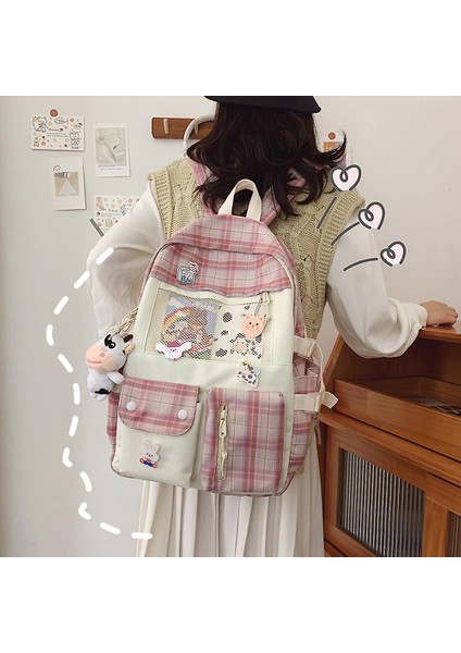 Harajuku Ulzzang Lisesi Koleji Öğrenci Sırt Çantası Kampüsü (Pembe) fiyatları