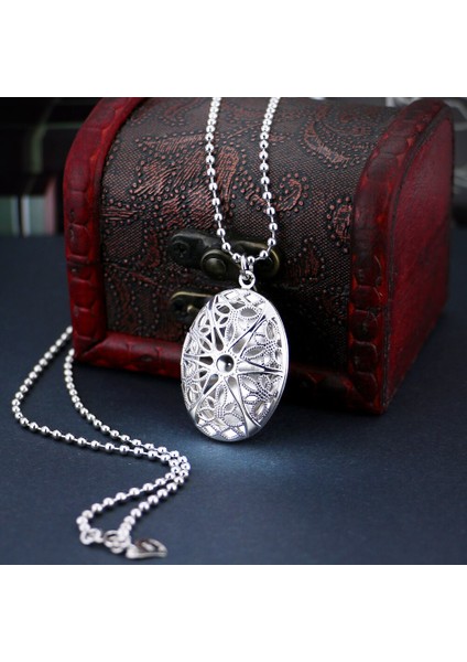 Büyük Yumurta Şekli Fotoğraf Kutusu Çerçeve Kolye Kolye Oval Charms Yüzer Locket Kolye Kadın Erkek Moda Anıt Gümüş Takı | Kolyeler