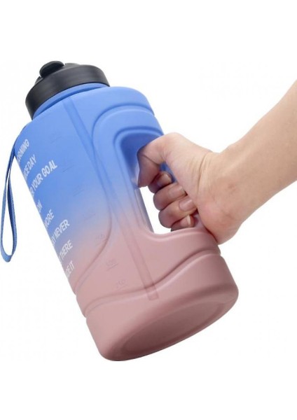2.2l Motive Edici Su Şişesi Geniş Ağız, Taşınabilir Degrade Spor Şişesi (Mavi Pembe)(Yurt Dışından) fırsatları