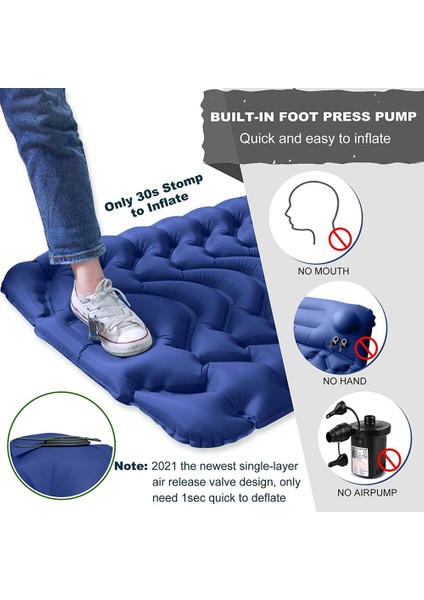 Ekstra Kamp Uyku Pedi Yastık ile Şişme Dahili Pompa Kompakt Ultralight Su Geçirmez Kamp Hava Mat | Kamp Mat(Yurt Dışından)