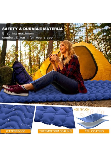 Ekstra Kamp Uyku Pedi Yastık ile Şişme Dahili Pompa Kompakt Ultralight Su Geçirmez Kamp Hava Mat | Kamp Mat(Yurt Dışından)
