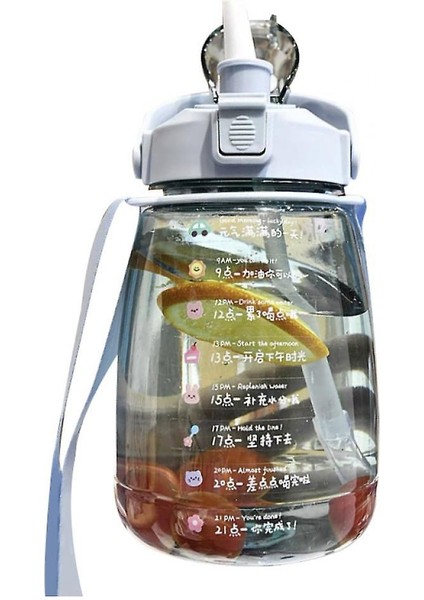 1.6l Shap ile Büyük Su Şişesi, Çocuk Sevimli Plastik Su Şişesi (Mavi)