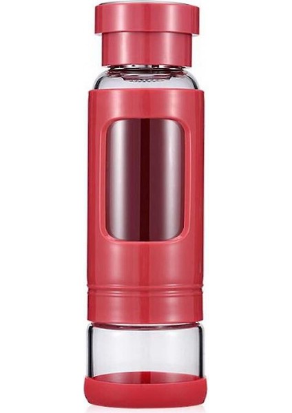 Taşınabilir Çay Tumbler Su Şişesi Çıkarılabilir Çay / Meyve Demlik ve Çay Saklama Bölmesi (Kırmızı) ile 400ML