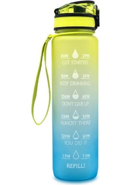 Degrade Buzlu Seyahat Kupası 1000ML Uzay Kupası Büyük Kapasiteli (Yellowblue)