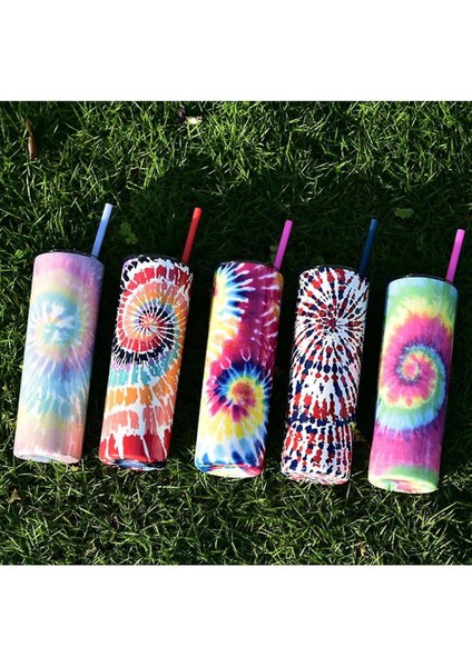 Üçlü Yalıtımlı Paslanmaz Çelik Tumbler Tie Boya Popüler Sanat Tabakası Bardaklar (Renkli)