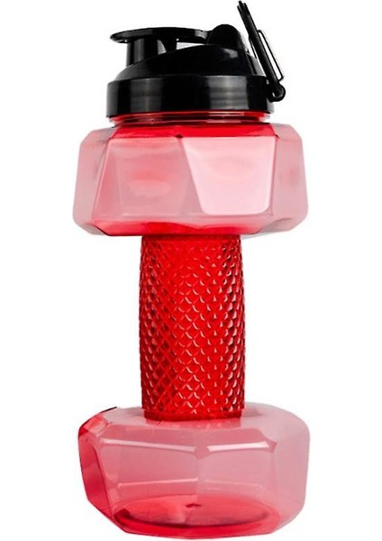 Homemiyn Taşınabilir Fitness Su Kupası Spor Şişesi, 2200ML Büyük Kapasiteli Kupası, Dumbbell Şekli (2200ML) (Kırmızı)