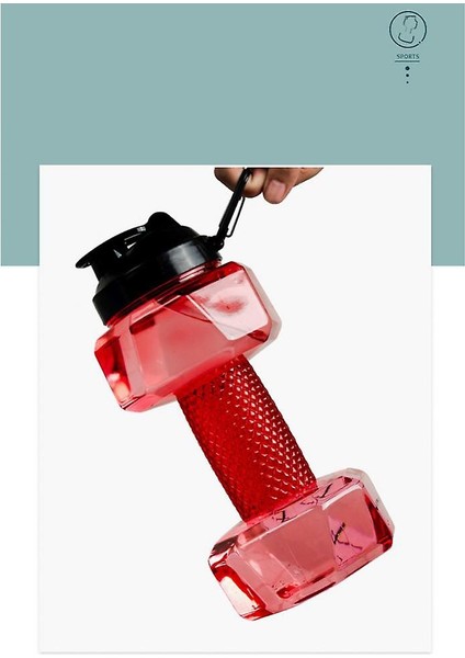 Homemiyn Taşınabilir Fitness Su Kupası Spor Şişesi, 2200ML Büyük Kapasiteli Kupası, Dumbbell Şekli (2200ML) (Kırmızı) fiyatları