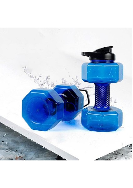 Homemiyn Taşınabilir Spor Su Kupası Spor Şişesi, 2200ML Büyük Kapasiteli Kupası, Dumbbell Şekli (2200ML) (Mavi)