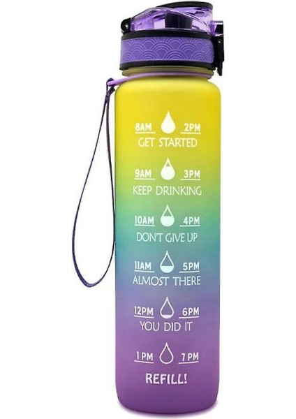 Degrade Buzlu Seyahat Kupası 1000ML Uzay Kupası Büyük Kapasiteli (Purpleyellowblue)