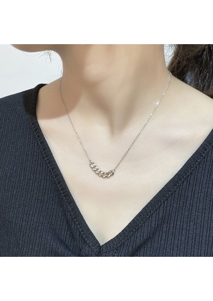 Trendy Kolye Kadınlar Için Gümüş 925 Hediye Tasarımcı Minimalist Zincir Kolye Femme Güzel Kuyumculuk | Zincir Kolyeler (Gümüş)