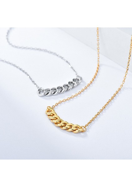 Trendy Kolye Kadınlar Için Gümüş 925 Hediye Tasarımcı Minimalist Zincir Kolye Femme Güzel Kuyumculuk | Zincir Kolyeler (Gümüş)