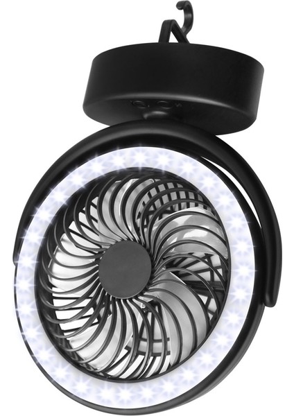 YQ-8004 USB Şarjlı Açık Mekan Vahşi Kamp Fan Çok Fonksiyonlu Kamp Çadırı LED Fan (Siyah) (Yurt Dışından)