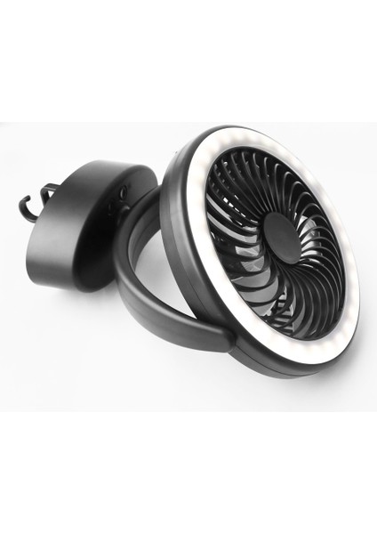 YQ-8004 USB Şarjlı Açık Mekan Vahşi Kamp Fan Çok Fonksiyonlu Kamp Çadırı LED Fan (Siyah) (Yurt Dışından)