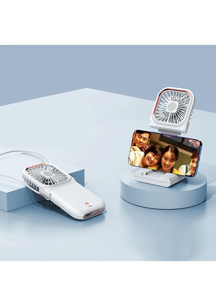 F30 Elektrapan Elde Taşınma Fan Taşınabilir Masaüstü Katlanır Sessiz USB Asma Boyun Fan, Yükseltilmiş Versiyon (Beyaz) (Yurt Dışından)
