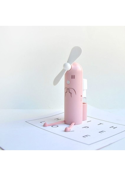 Yaratıcı Cep Telefonu Braketi Karikatür Sprey Mini Fan Taşınabilir USB Fan (Pembe) (Yurt Dışından)