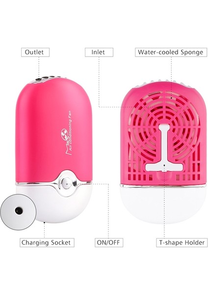 Taşınabilir Mini USB Şarj Kliması Soğutma Elde Taşıyıcı Küçük Fan (Macenta) (Yurt Dışından)