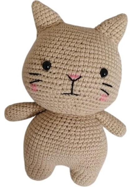 Sütlü Kahve Miniş Pisi Uyku Arkadaşı Amigurumi Organik Oyuncak