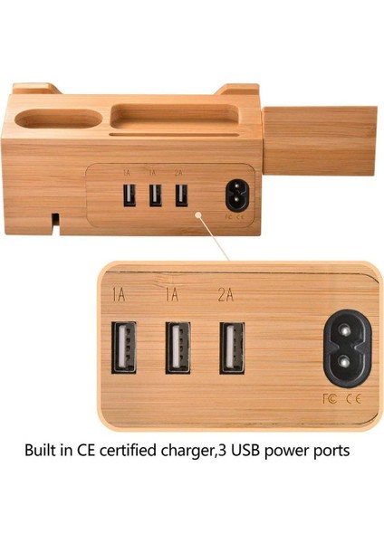 Çoklu USB Portları Şarj Dock Standı Station Bambu Baz Şarj Tutucu Apple Watch Için Iwatch Için iPhone Bambu 3 USB Bağlantı Noktaları | Telefon Sahipleri ve standları (Abd Fişi) fiyatları