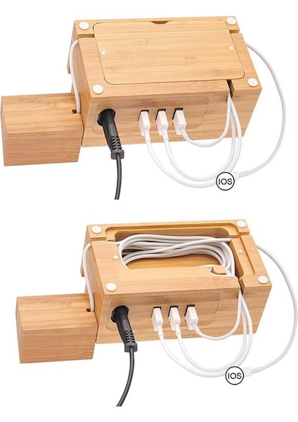 Çoklu USB Portları Şarj Dock Standı Station Bambu Baz Şarj Tutucu Apple Watch Için Iwatch Için iPhone Bambu 3 USB Bağlantı Noktaları | Telefon Sahipleri ve standları (Abd Fişi) modelleri