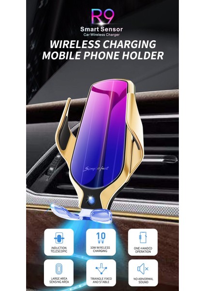 Qi Kablosuz Şarj Standı Forsamsung Forhuawei Otomatik Sıkma Araba Dağı 10 W Şarj Tutucu Foriphone x Xs 8plus Forxiaomi | Telefon Tutucular ve standları (Pembe)