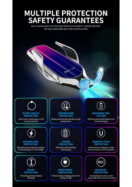Qi Kablosuz Şarj Standı Forsamsung Forhuawei Otomatik Sıkma Araba Dağı 10 W Şarj Tutucu Foriphone x Xs 8plus Forxiaomi | Telefon Tutucular ve standları (Pembe)