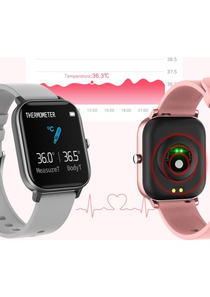 Akıllı Izle Sıcaklık Depolama Tam Dokunmatik Spor Izci Kalp Hızı Monitörü Kadınlar Mensmart Saatler (Pembe) (Yurt Dışından) fiyatları