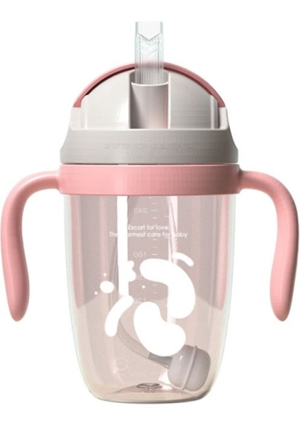 Bebek Besleme Şişesi Yenidoğan Süt Şişeleri Çocuklar Su Kupası ile Sling Karikatür Taşınabilir Sızdırmaz 3in1 Çocuk Drinker Bardaklar | Kupalar (Pembe)