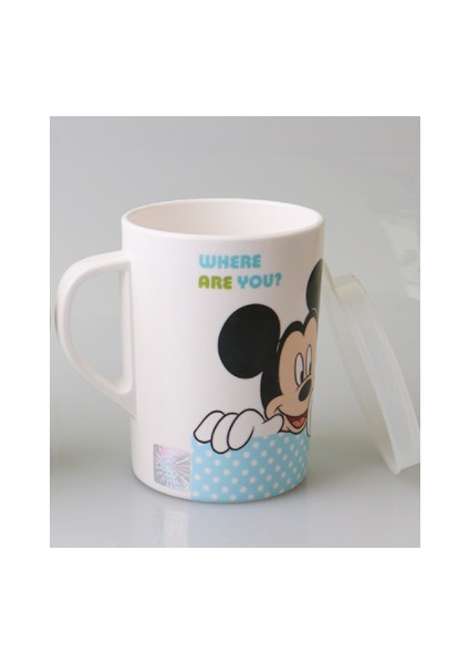 Çizgi Film Saman Fincan Kapaklı Erkek Kız Anaokulu Şişe Tek Kulak Bardağı | Bardaklar (Büyük Mickey)