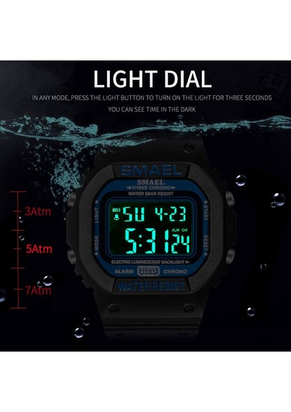 Altın Dijital Izle Erkekler Spor Saatler LED Askeri Ordu Kamuflaj Bilek Izle Adam Su Geçirmez Öğrenci Kronometre Top Beyaz | Dijital Saatler (Kamuflaj Mavi) (Yurt Dışından)