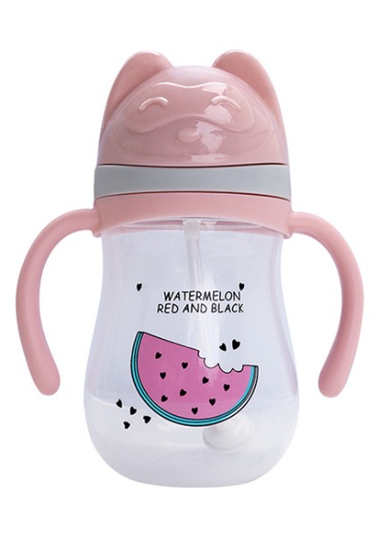 350 ml Karikatür Bebek Biberon Bebek Çocuk Içme Şişesi Çocuklar Pp Dökülme Taşınabilir Saman Su Şişesi Drinkware | Kupalar (Pembe)