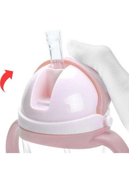 350 ml Karikatür Bebek Biberon Bebek Çocuk Içme Şişesi Çocuklar Pp Dökülme Taşınabilir Saman Su Şişesi Drinkware | Kupalar (Pembe)