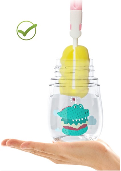 Karikatür Bebek Sippy Kupası Açık Kemer Tritan Kupası Çocuk Su Kupası ile Saman Bebek Su Şişesi | Kupalar (Yeşil)