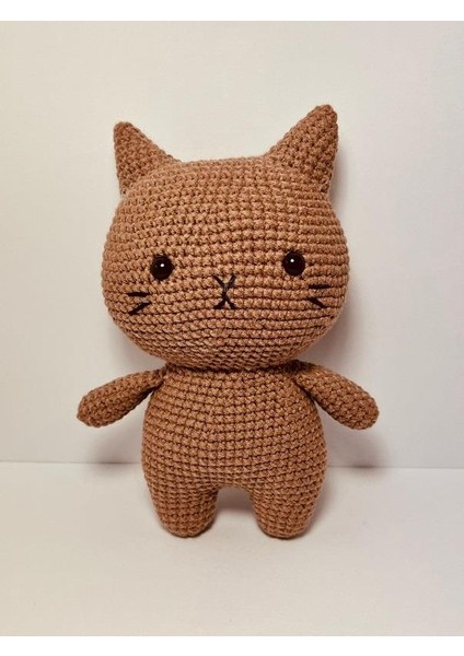 Kahverengi Miniş Pisi Uyku Arkadaşı Amigurumi Organik Oyuncak