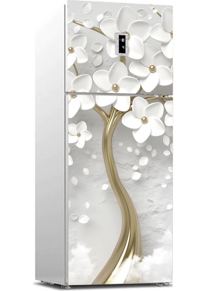 Buzdolabı Sticker Kaplama Dolap Kaplama Etiketi 3D Beyaz Ağaç 3