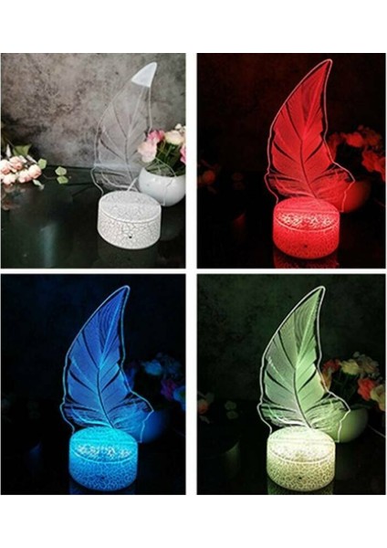 7 Renk Lambası USB Gece Işık LED 3D Uzaktan Kumanda Çocuklar Hediye Masaüstü Dekor Au (Yurt Dışından)