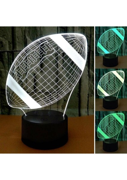 3D LED Gece Işık Futbol Desen 7 Renk Değişimi LED Masa Masası Lambası Boys Hediye (Yurt Dışından)