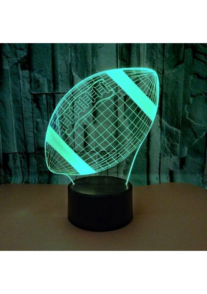 3D LED Gece Işık Futbol Desen 7 Renk Değişimi LED Masa Masası Lambası Boys Hediye (Yurt Dışından)