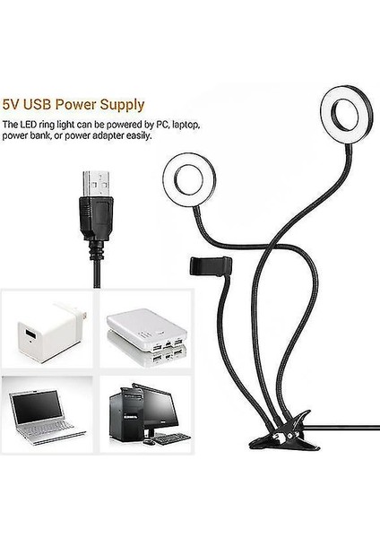 Gece Işıkları Ortam Aydınlatma LED Masa Lambası Klip Işıkları USB Şarj Bağlantı Noktası (Yurt Dışından)