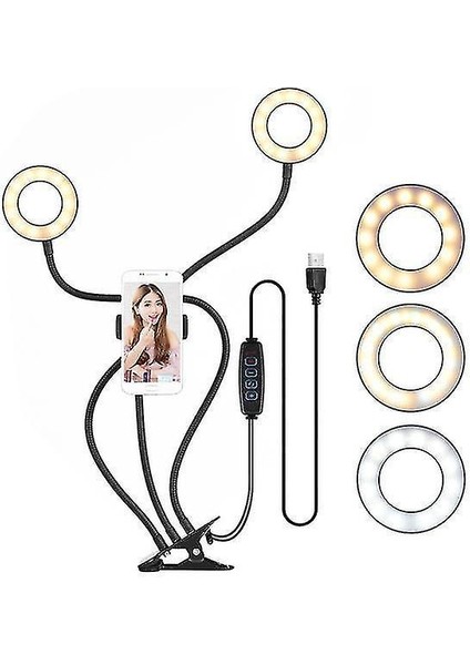 Gece Işıkları Ortam Aydınlatma LED Masa Lambası Klip Işıkları USB Şarj Bağlantı Noktası (Yurt Dışından)
