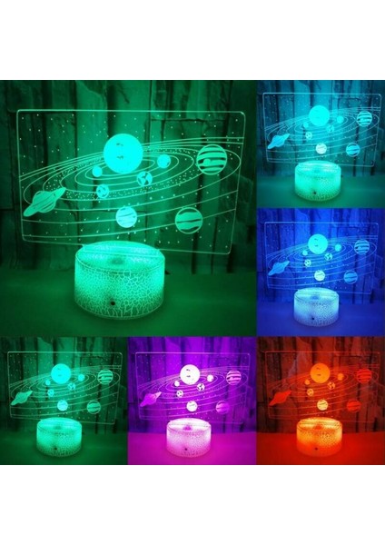 3D Güneş Sistemi Galaxy Gece Işık Renk Değişim Odası Masa Lambası Çocuklar Noel Hediye (Yurt Dışından)