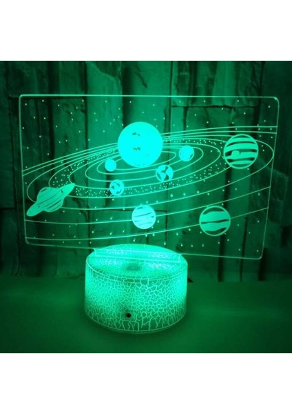 3D Güneş Sistemi Galaxy Gece Işık Renk Değişim Odası Masa Lambası Çocuklar Noel Hediye (Yurt Dışından)