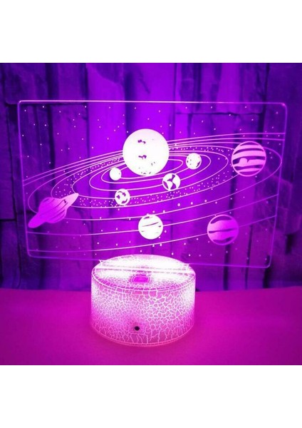 3D Güneş Sistemi Galaxy Gece Işık Renk Değişim Odası Masa Lambası Çocuklar Noel Hediye (Yurt Dışından)